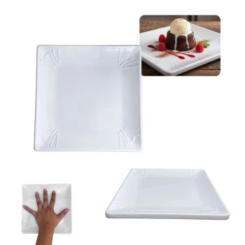 Prato Quadrado em Melamina 20.3  20.3  2 Cm Branco