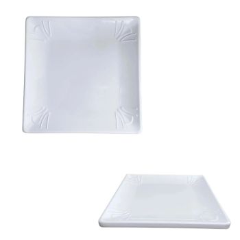 Prato Quadrado em Melamina 20.3  20.3  2 Cm Branco