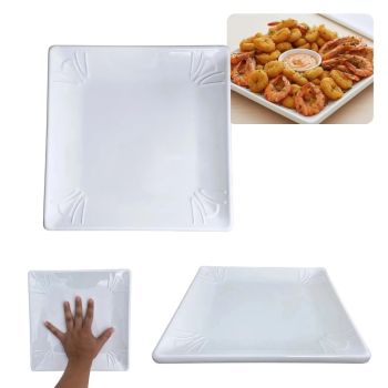 Prato Quadrado em Melamina 25.4  25.4  2 Cm Branco