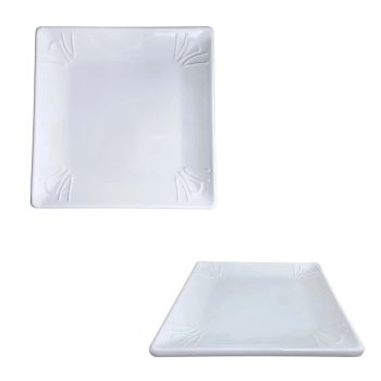 Prato Quadrado em Melamina 25.4  25.4  2 Cm Branco