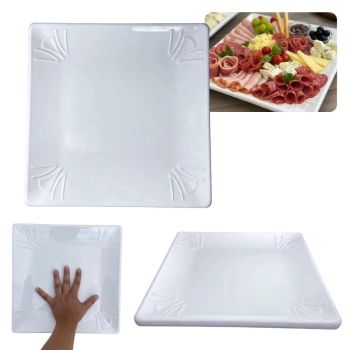 Prato Quadrado em Melamina 30.5  30.5  2.7 Cm Branco