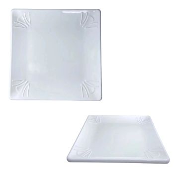 Prato Quadrado em Melamina 30.5  30.5  2.7 Cm Branco