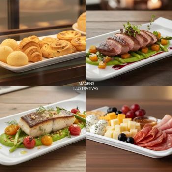 Prato Retangular em Melamina 25.5  15.1  2 Cm Branco