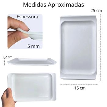 Prato Retangular em Melamina 25.5  15.1  2 Cm Branco