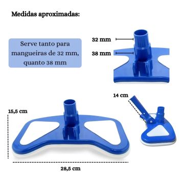 Aspirador para Piscina Asa Delta com Escova de Limpeza