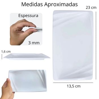 Prato Retangular em Melamina 23.0  13.7  1.70 Cm Branco
