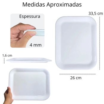 Travessa Rasa em Melamina 33.5  26  1.8 Cm Branco