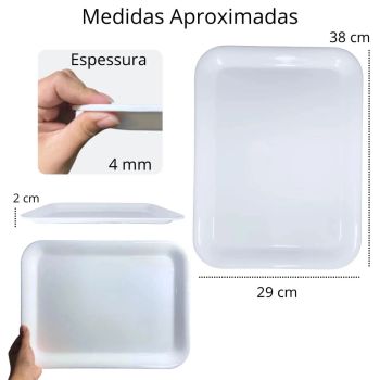 Travessa Rasa em Melamina 38.4  29.1  2.1 Cm Branco