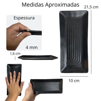 Travessa Rasa em Melamina 21.5  10  1.7 Cm Preto