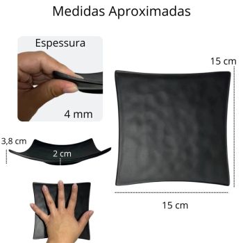 Prato Raso Cncavo em Melamina 15  15  3.7 Cm Preto
