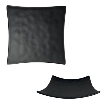 Prato Raso Cncavo em Melamina 15  15  3.7 Cm Preto