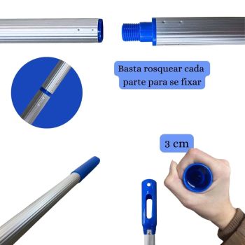 Cabo Aluminio 4 Partes de 42cm para Manuteno Limpeza Piscina 16