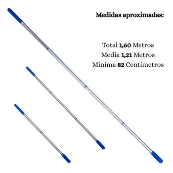 Cabo Aluminio 4 Partes de 42cm para Manuteno Limpeza Piscina 16