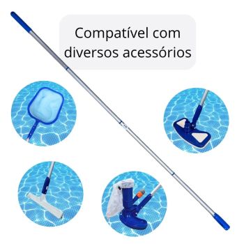 Cabo Aluminio 4 Partes de 42cm para Manuteno Limpeza Piscina 16