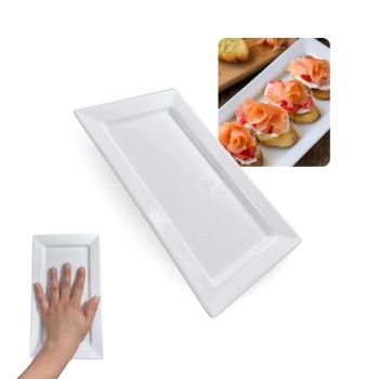 Prato Retangular em Melamina 25.3  14.4  2 Cm Branco