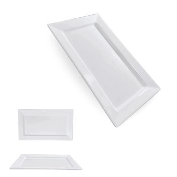 Prato Retangular em Melamina 25.3  14.4  2 Cm Branco