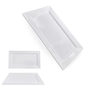 Prato Retangular em Melamina 30.4  17.3  2.2 Cm Branco